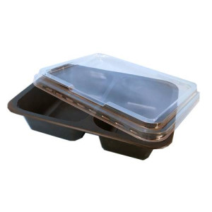 Контейнер одноразовый с крышкой на 2 отделения 227х178х50 (1281702П)