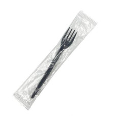 Вилка одноразовая в индивидуальной упаковке 1 шт. Черная (2233)