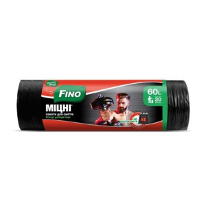 Пакети для сміття Fino міцні 60 л 20 шт. Чорні (400191) Пакети для сміття Fino міцні 60 л 20 шт. Чорні (400191)
