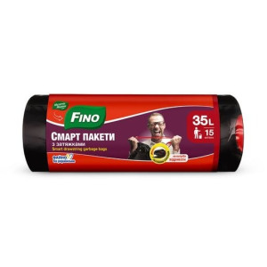 Мусорные пакеты Fino с затяжками 35 л 15 шт. Черные (401846)