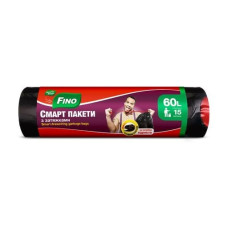 Мусорные пакеты Fino с затяжками 60 л 15 шт. Черные (402379) Мусорные пакеты Fino с затяжками 60 л 15 шт. Черные (402379)
