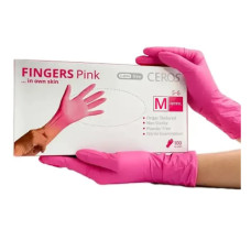 Перчатки Ceros Fingers Pink нитриловые M 100 шт. Розовые  (4400078)