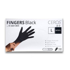 Перчатки Ceros Fingers Black нитриловые L 100 шт. Черные (4400146)