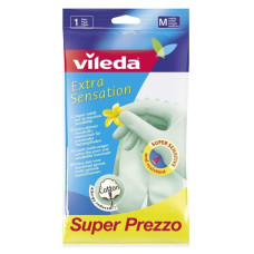 Рукавиці латексні Vileda господарські для делікатних робіт M (73937)
