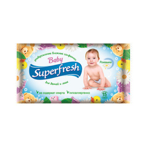 Влажные салфетки Superfresh для детей и мам 15 шт. (84008)