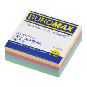 Бумага для заметок Buromax Pastel Проклеенная 75х75 мм 250 листов Ассорти (BM.2315-99)