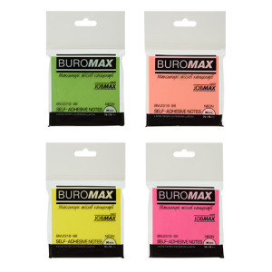 Бумага для заметок Buromax с клейким слоем 76х76 мм 80 листов Неон ассорти (BM.2316-98)