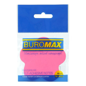 Папір для нотаток Buromax Квітка з клейким шаром 75х75 мм 50 аркушів Неон (BM.2368-99) Папір для нотаток Buromax Квітка з клейким шаром 75х75 мм 50 аркушів Неон (BM.2368-99)