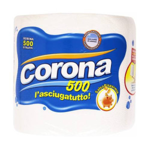 Полотенца бумажные Corona двухслойные 1 рулон 500 отрывов Белые (COR21)