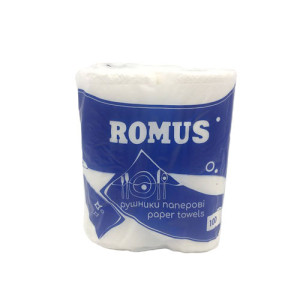 Рушники паперові Romus двошарові 2 рулони 100 відривів Білі (RS012) Рушники паперові Romus двошарові 2 рулони 100 відривів Білі (RS012)