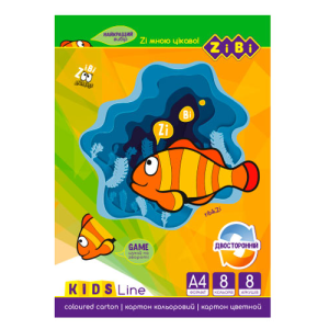 Картон цветной двусторонний ZiBi A4 8 листов 8 цветов (ZB.1959)