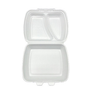 Контейнеры одноразовые из ВПС на 2 отделения 125 шт. Белые (HP-2 бел)