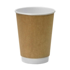 Стакан бумажный 350 мл двустенный 25 шт. Крафт + белый (000364)