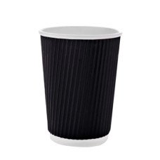 Стакан гофрированный 340мл 20шт. Черный (00489)