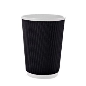 Стакан гофрированный 340мл 20шт. Черный (00489)
