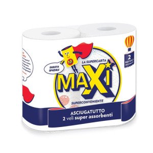 Полотенца бумажные Maxi двухслойные 2 рулона 95 отрывов Белые (013121)