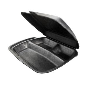 Контейнеры одноразовые из ВПС на 3 отделения 125 шт. Черные (HP-3 чорн)