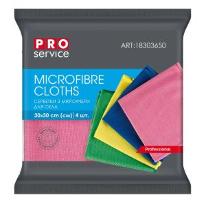 Салфетки для стекла Pro Service из микрофибры 30х30 см 4 шт. Микс (18303650) Салфетки для стекла Pro Service из микрофибры 30х30 см 4 шт. Микс (18303650)
