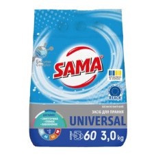 Універсальний пральний порошок Sama Гірська свіжість безфасфотний 60 циклів прання 3 кг (266776)