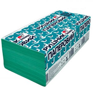 Полотенца бумажные Альбатрос однослойные V-сборка 160 листов Зеленые (389)