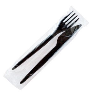 Набор одноразовый дорожный два предмета: вилка, нож Черный (4070)