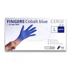 Перчатки Ceros Fingers Black нитриловые неопудренные L 100 шт. Синие (4400047)