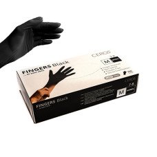 Перчатки Ceros Fingers Black нитриловые неопудренные M 100 шт. Черные (4400115)