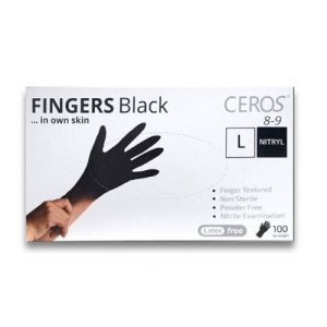 Перчатки Ceros Fingers Black нитриловые L 100 шт. Черные (4400146)