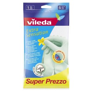 Рукавиці латексні Vileda господарські для делікатних робіт S (73920)