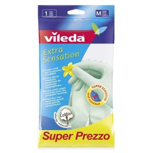 Рукавиці латексні Vileda господарські для делікатних робіт M (73937)