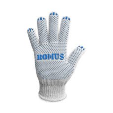 Перчатки трикотажные с ПВХ вкраплением Romus 3-нитка белые 2 шт. (8310R)
