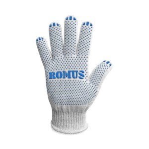 Перчатки трикотажные с ПВХ вкраплением Romus 3-нитка белые 2 шт. (8310R)