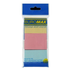 Бумага для заметок Buromax с клейким слоем 38x51 мм 3 цв х 100 л (BM.2319-99)