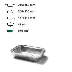 Контейнер из пищевой фольги Zenith 980 мл 100 шт. (R26L)