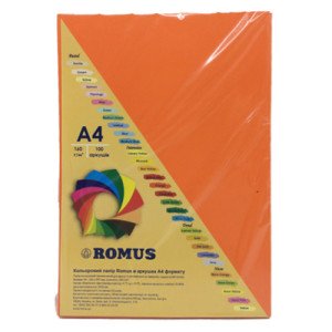 Бумага цветная Romus А4 160 г/м2 100 листов Оранжевая (R50201)