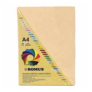 Бумага цветная Romus А4 160 г/м2 100 листов SA24 Темно-кремовый (R51116)