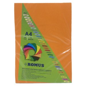 Бумага цветная Romus А4 80 г/м2 100 листов Цвет мандарина (R51406)