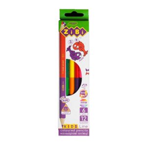 Карандаши цветные ZiBi Kids Line двухсторонние 6 шт. 12 цветов (ZB.2462)