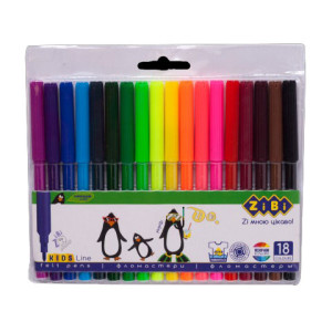 Фломастери на водній основі ZiBi Kids Line 18 кольорів (ZB.2803)