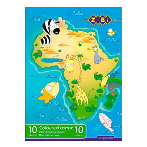 Набір кольорового картону ZiBi A4 10 аркушів 10 кольорів (ZB.1950)