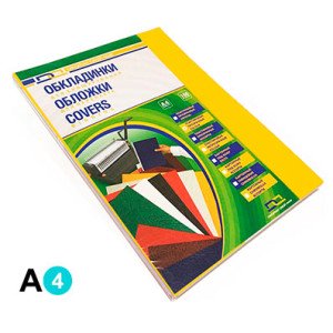 Обложка картонная D&A A4 250 г/м2 100 шт Желтая под кожу (1220101020400)