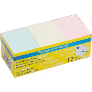 Бумага для заметок Buromax с клейким слоем 38х51 мм 100 листов Ассорти (BM.2310-99)