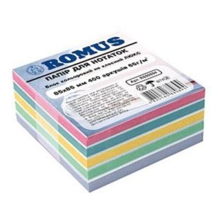 Бумага для заметок Romus Непроклеенная 85х85 мм 400 листов Люкс (R880894) Бумага для заметок Romus Непроклеенная 85х85 мм 400 листов Люкс (R880894)