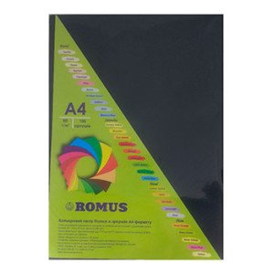 Бумага цветная Romus A4 160 г/м2 100 листов Черный (R50447) Бумага цветная Romus A4 160 г/м2 100 листов Черный (R50447)