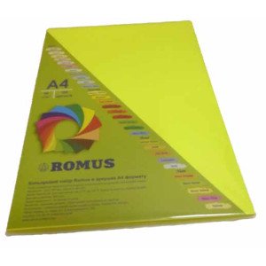 Бумага цветная Romus A4 80 г/м2 100 листов Неоново желтая (R50713) Бумага цветная Romus A4 80 г/м2 100 листов Неоново желтая (R50713)
