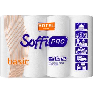 Туалетная бумага Soffipro Basic for hotel двухслойная 10,35 м 24 шт. (4818)